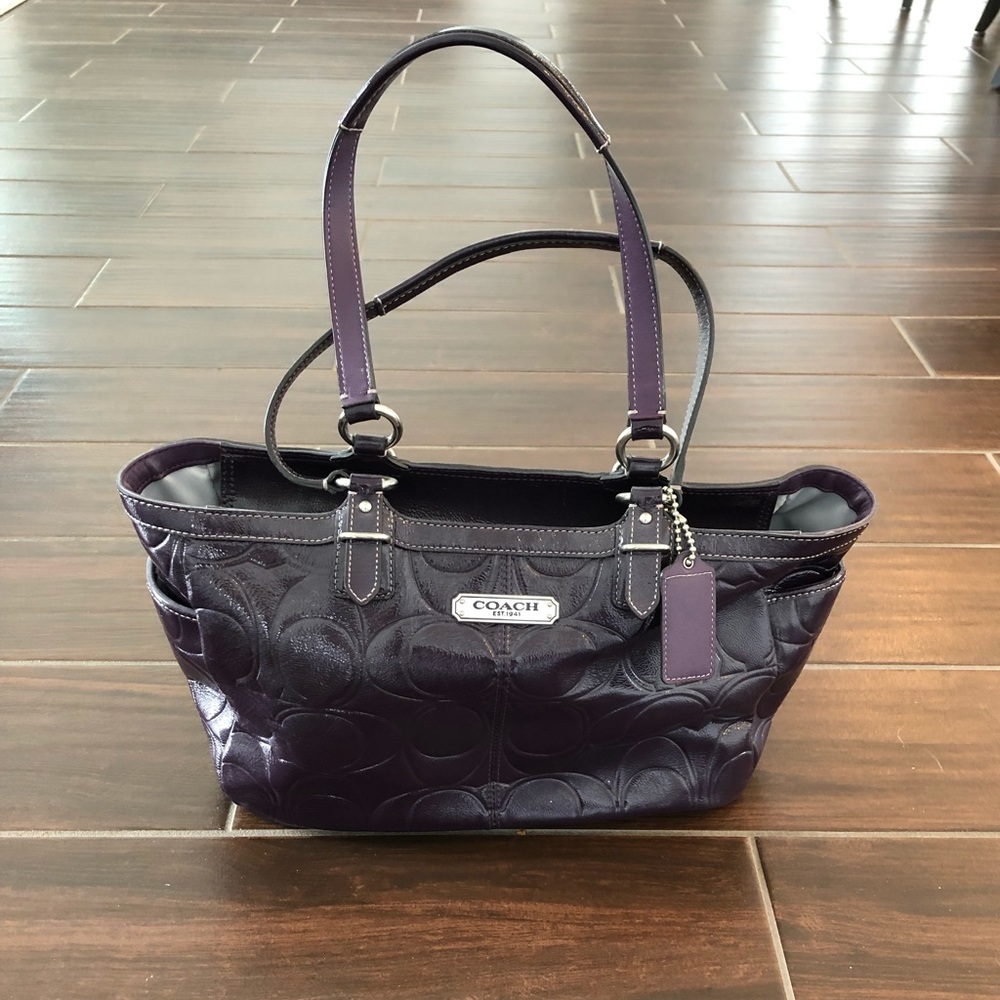 Coach purple patten leather purse